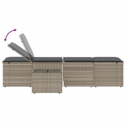 Lettini prendisole 2 pz con tavolo grigio chiaro in polyrattan - homemem39