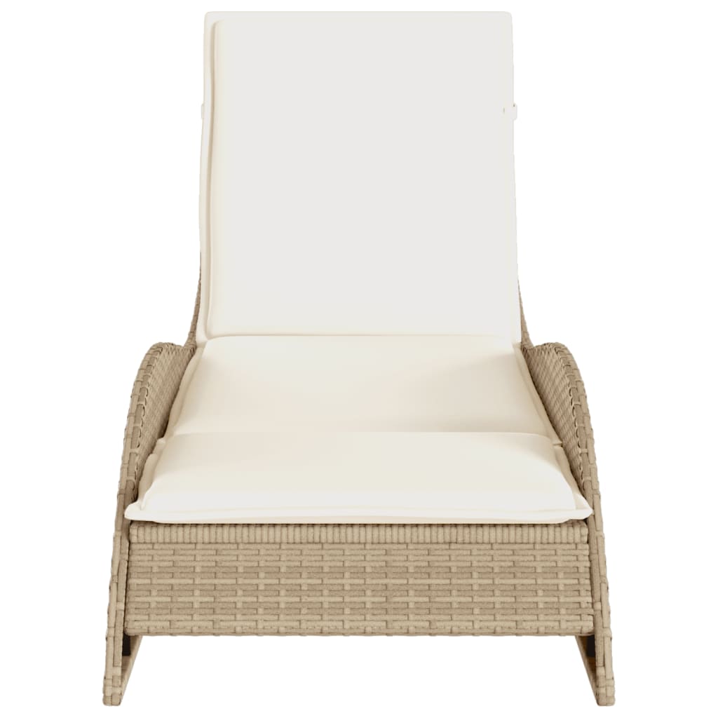 Lettino Prendisole con Cuscino Beige 60x205x73 cm in Polyrattan - homemem39