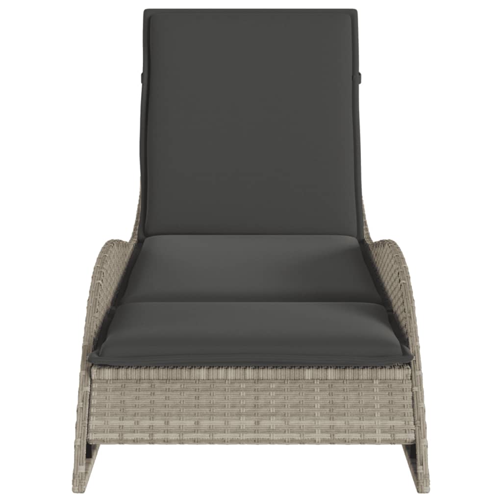 Lettino con Cuscino Grigio Chiaro 60x205x73 cm in Polyrattan - homemem39