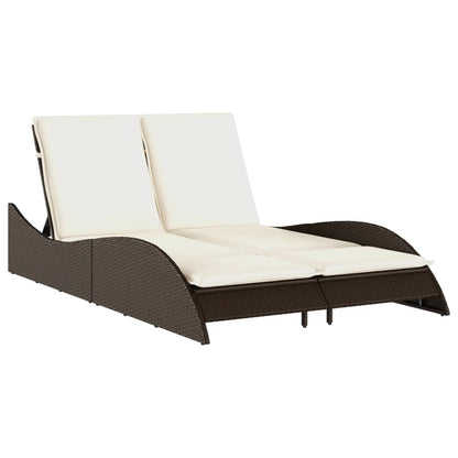 Lettino Prendisole con Cuscini Marrone 114x205x73 cm Polyrattan - homemem39