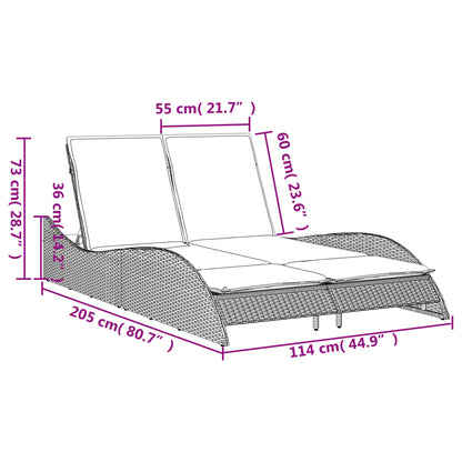 Lettino Prendisole con Cuscini Marrone 114x205x73 cm Polyrattan - homemem39