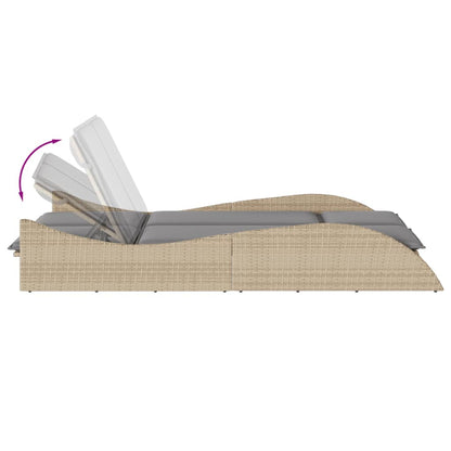 Lettino Prendisole con Cuscini Beige 114x205x73 cm Polyrattan - homemem39