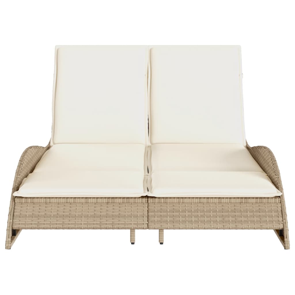 Lettino Prendisole con Cuscini Beige 114x205x73 cm Polyrattan - homemem39