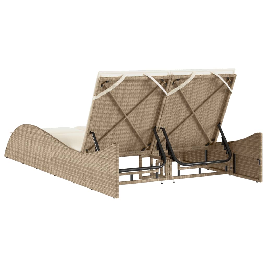 Lettino Prendisole con Cuscini Beige 114x205x73 cm Polyrattan - homemem39