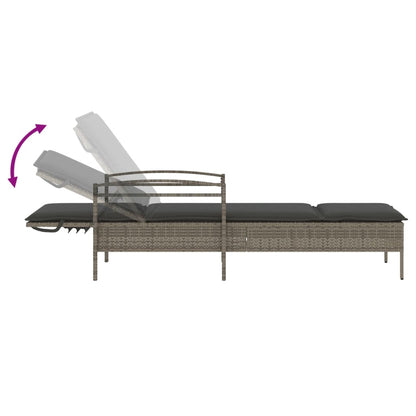 Lettino Prendisole con Cuscino Grigio 63x200x81 cm Polyrattan - homemem39