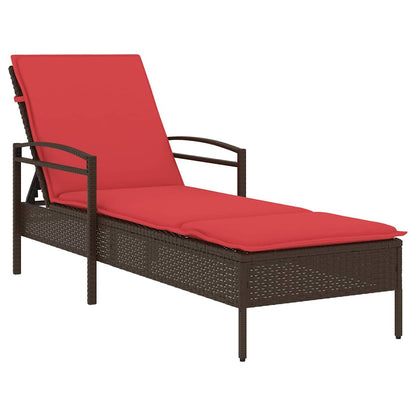 Lettino Prendisole con Cuscino Marrone 63x200x81 cm in Polyrattan (solo USA)