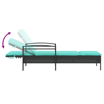 Lettino prendisole con cuscino nero 63x200x81 cm in polyrattan (solo USA)