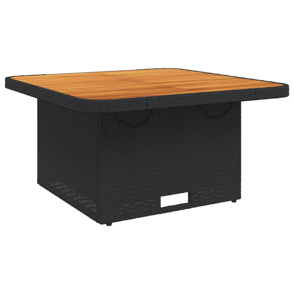 Tavolo da Giardino Nero 80x80x71cm in Polyrattan e Legno Acacia - homemem39