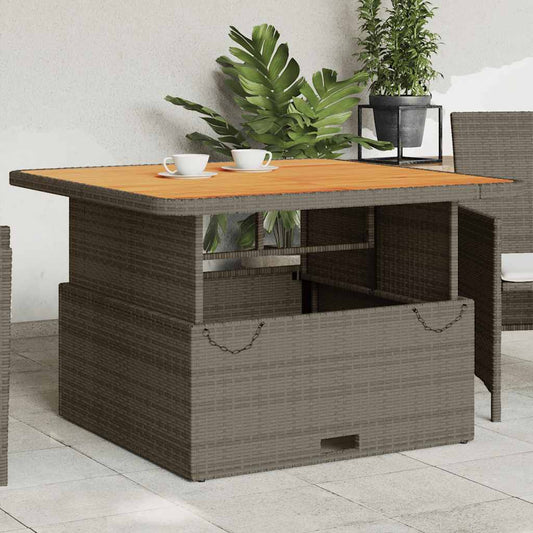 Tavolo Giardino Grigio 110x110x71cm Polyrattan Legno di Acacia | homemem39