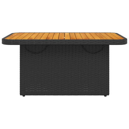 Tavolo da Giardino Nero 90x55x71cm in Polyrattan e Legno Acacia - homemem39