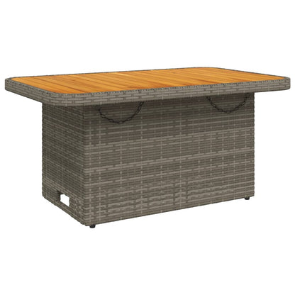 Tavolo Giardino Grigio 90x55x71 cm in Polyrattan e Legno Acacia - homemem39