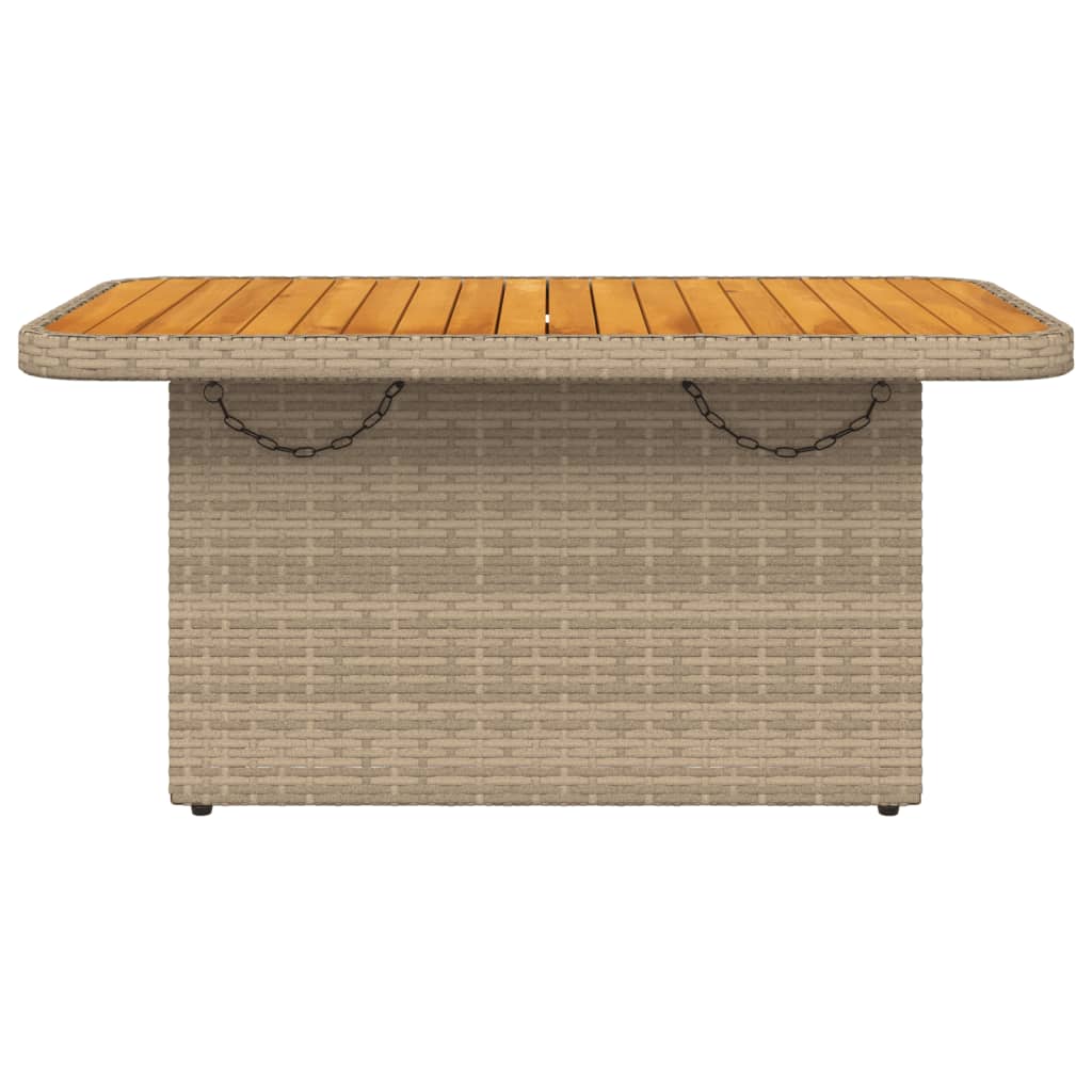 Tavolo da Giardino Beige 90x55x71cm Polyrattan e Legno Acacia - homemem39