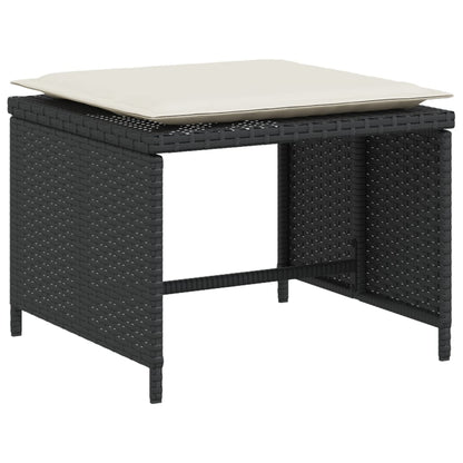 Poltrona da Giardino con Poggiapiedi in Polyrattan Nero