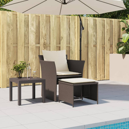 Sedia da Giardino con Poggiapiedi in Polyrattan Marrone