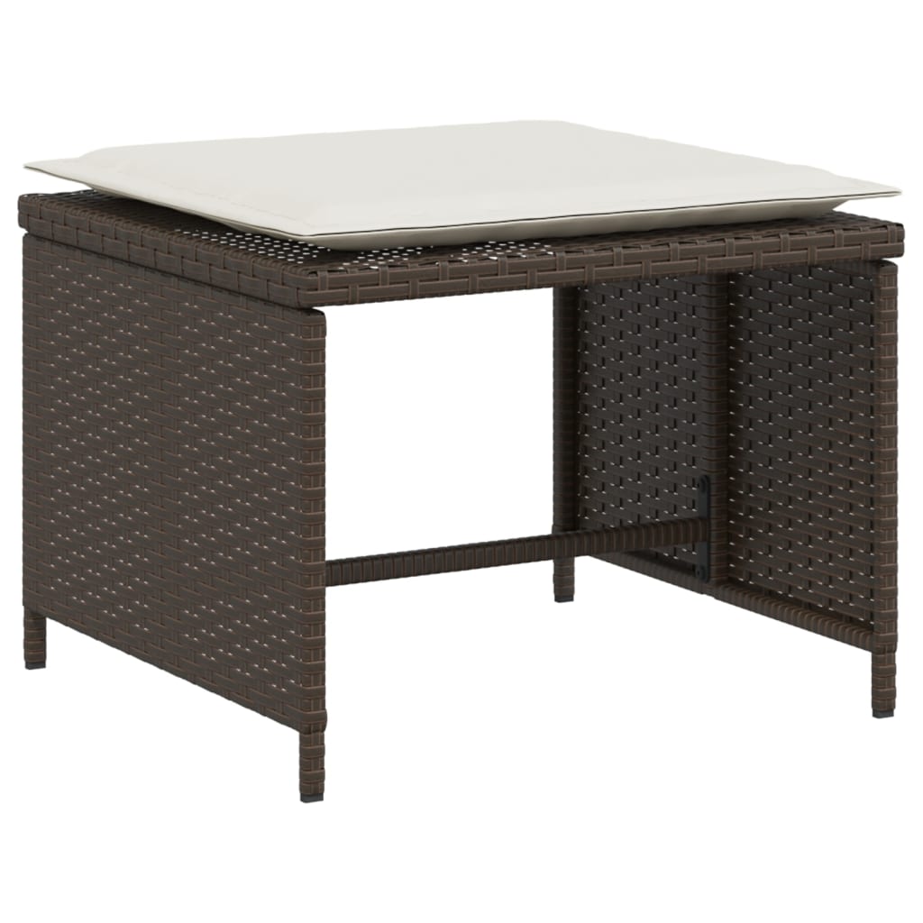 Sedia da Giardino con Poggiapiedi in Polyrattan Marrone