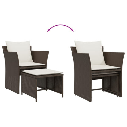 Sedia da Giardino con Poggiapiedi in Polyrattan Marrone