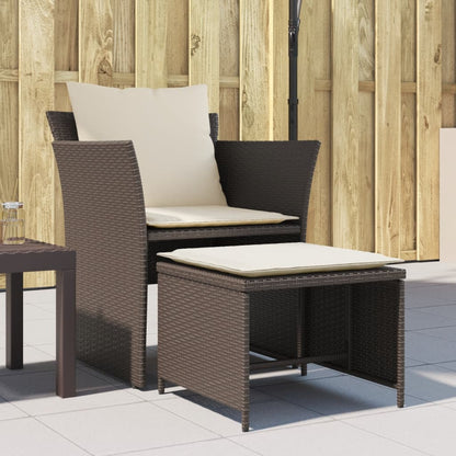Sedia da Giardino con Poggiapiedi in Polyrattan Marrone