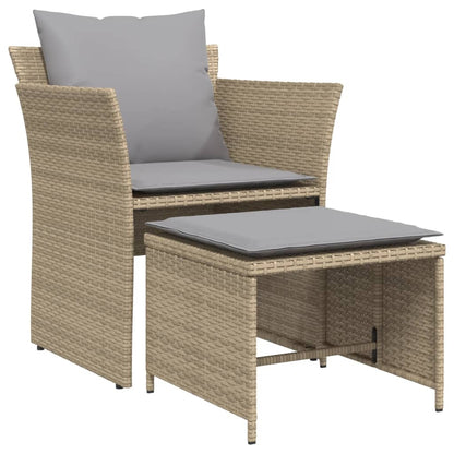 Sedia da Giardino con Poggiapiedi in Polyrattan Beige