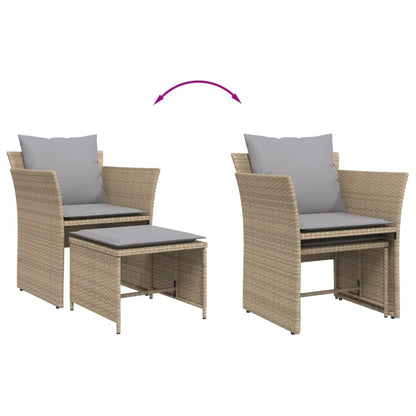 Sedia da Giardino con Poggiapiedi in Polyrattan Beige