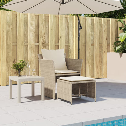 Sedia da Giardino con Poggiapiedi in Polyrattan Beige