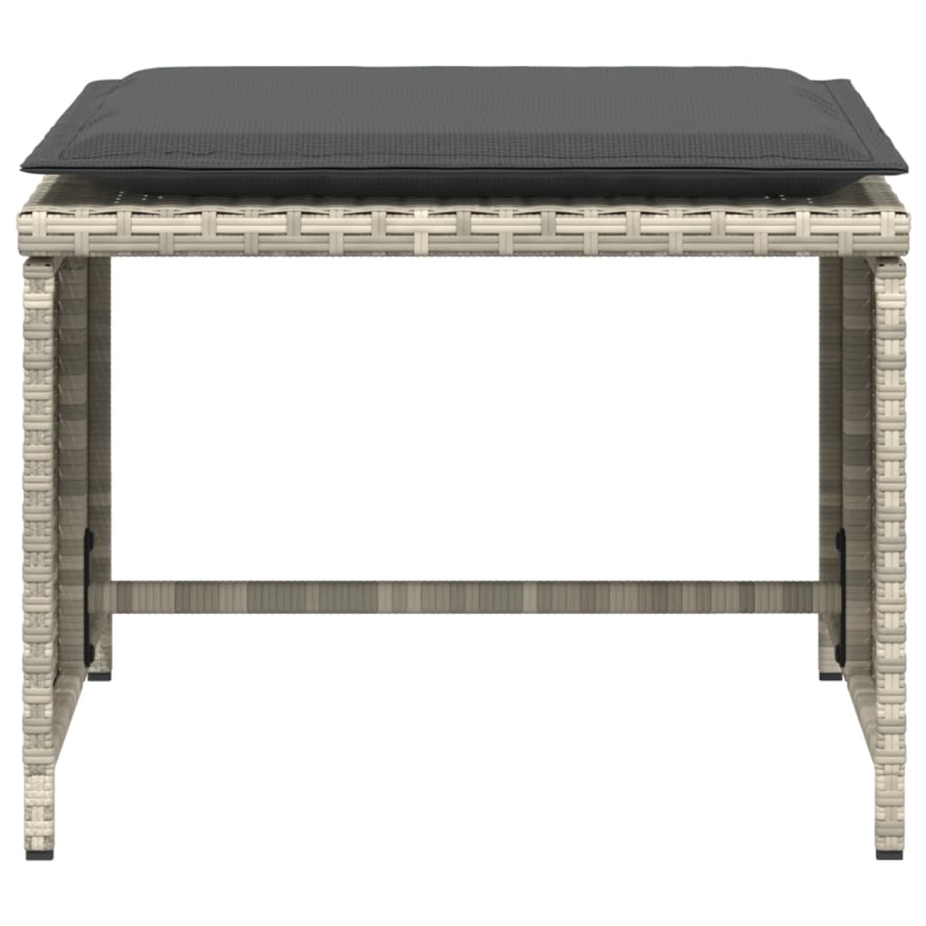 Sedia da Giardino con Poggiapiedi in Polyrattan Grigio Chiaro