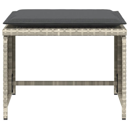 Sedia da Giardino con Poggiapiedi in Polyrattan Grigio Chiaro