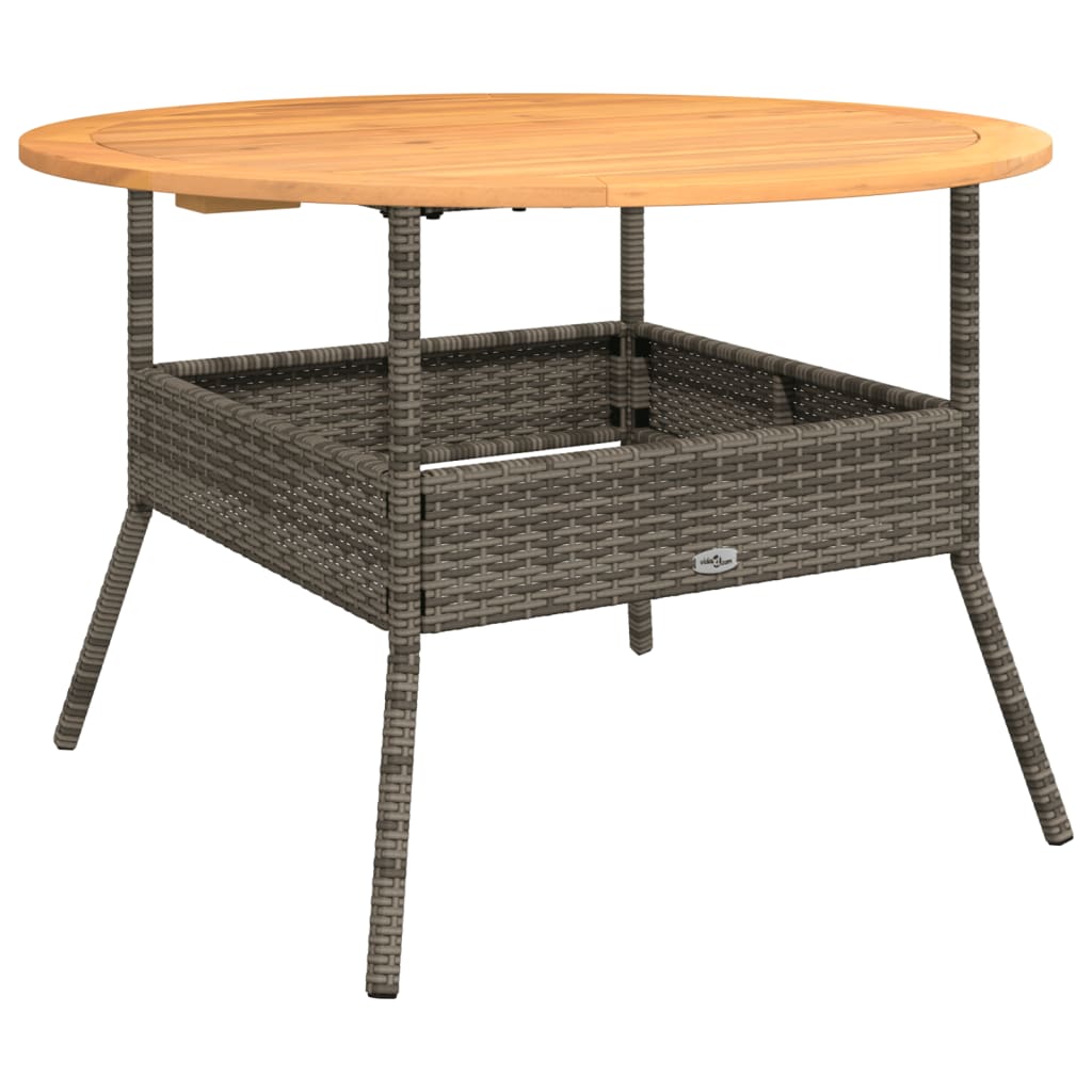 Tavolo Giardino Piano Legno Acacia Grigio Ø110x71 cm Polyrattan | homemem39