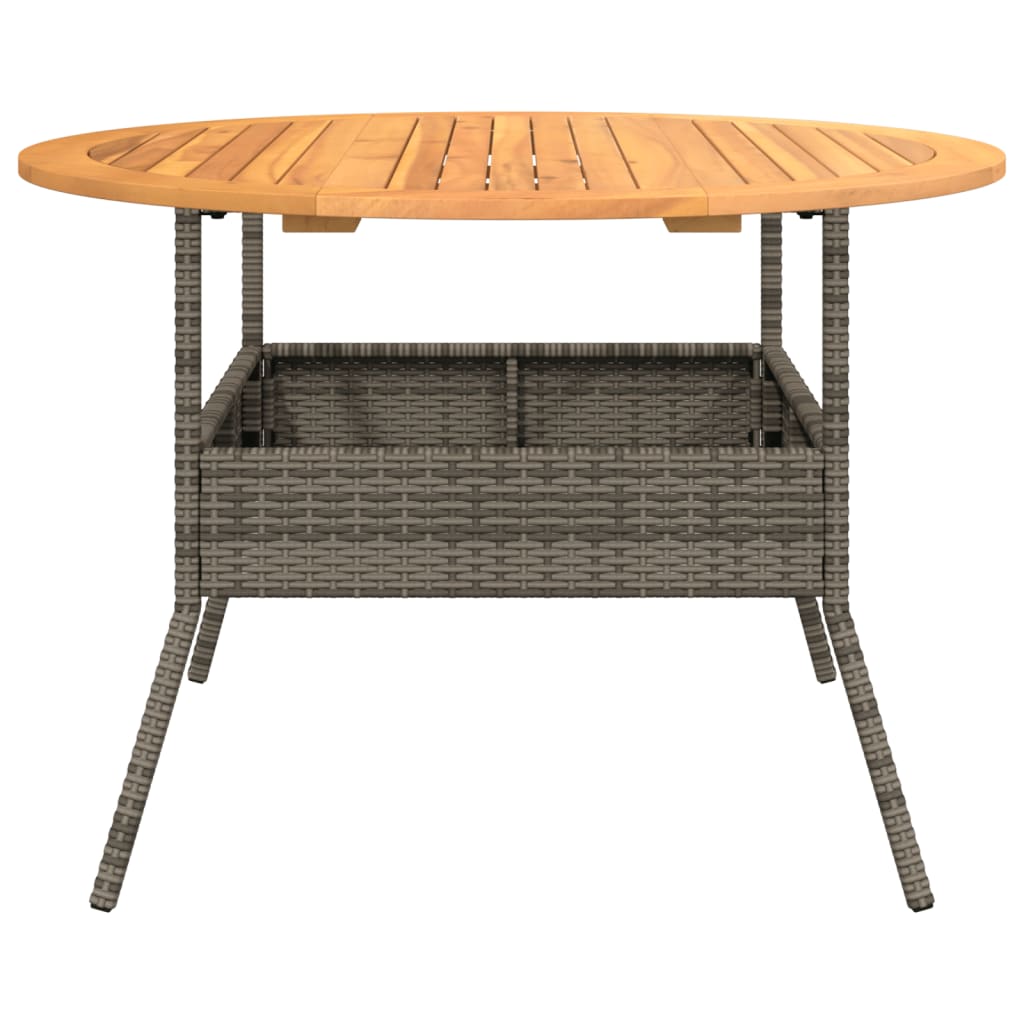 Tavolo Giardino Piano Legno Acacia Grigio Ø110x71 cm Polyrattan | homemem39