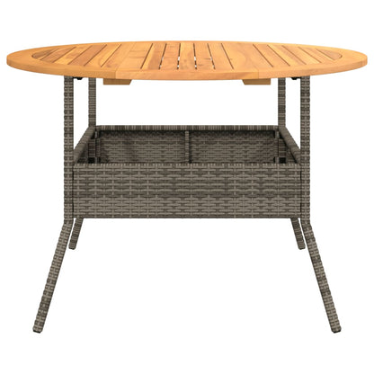Tavolo Giardino Piano Legno Acacia Grigio Ø110x71 cm Polyrattan | homemem39