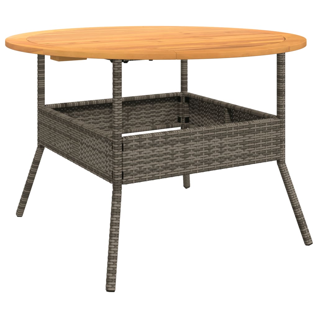 Tavolo Giardino Piano Legno Acacia Grigio Ø110x71 cm Polyrattan | homemem39