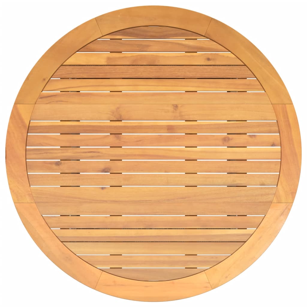 Tavolo Giardino Piano Legno Acacia Grigio Ø110x71 cm Polyrattan | homemem39