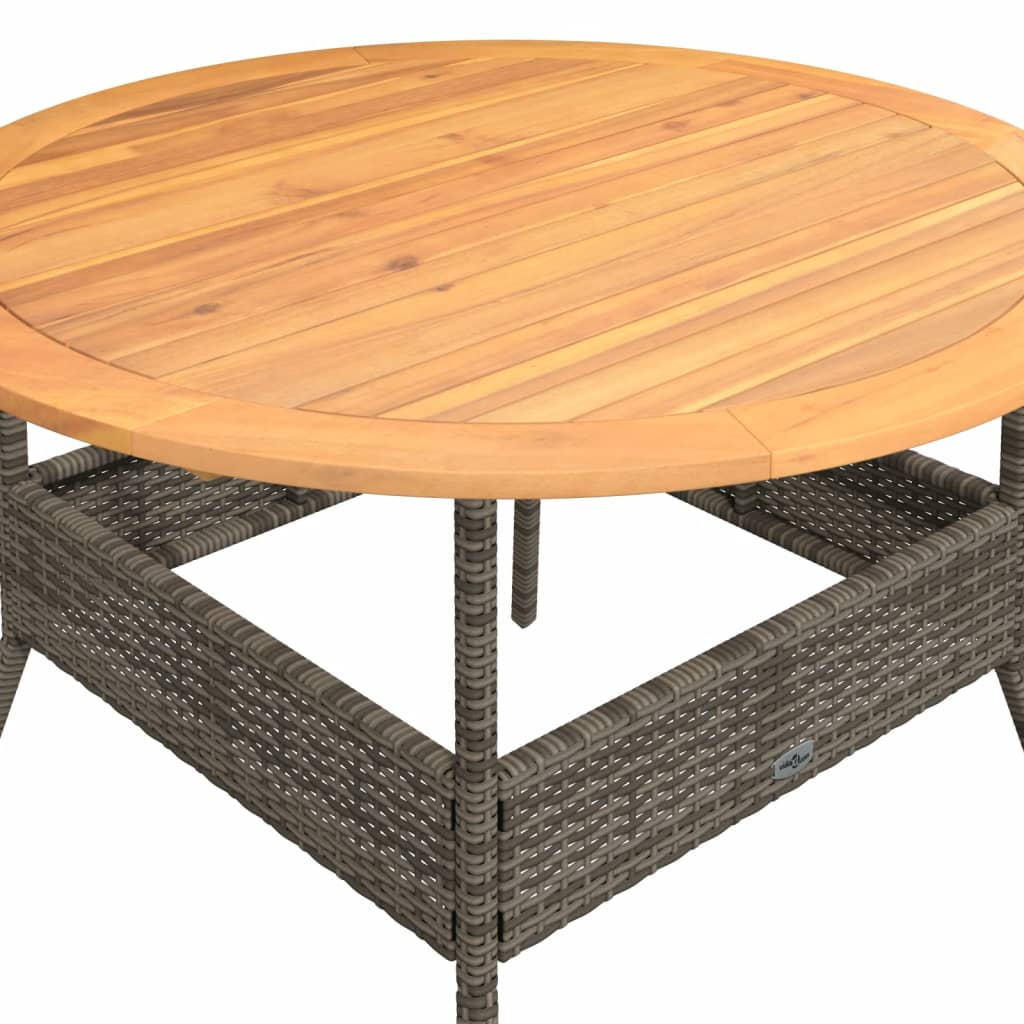 Tavolo Giardino Piano Legno Acacia Grigio Ø110x71 cm Polyrattan | homemem39