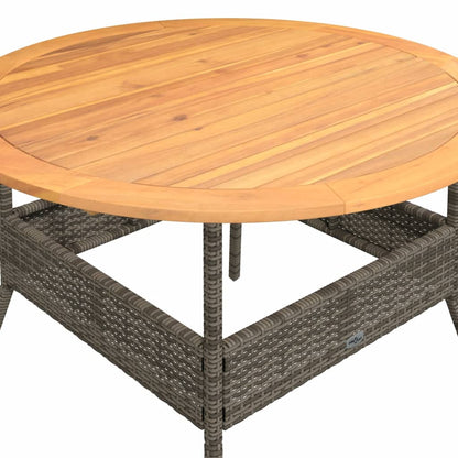 Tavolo Giardino Piano Legno Acacia Grigio Ø110x71 cm Polyrattan | homemem39