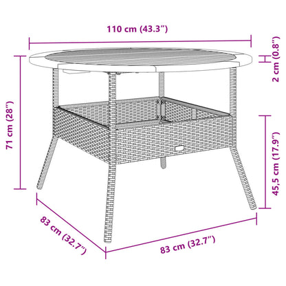 Tavolo Giardino Piano Legno Acacia Grigio Ø110x71 cm Polyrattan | homemem39