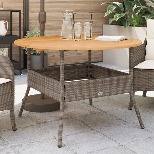 Tavolo Giardino Piano Legno Acacia Grigio Ø110x71 cm Polyrattan - homemem39