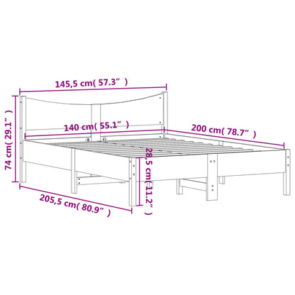 Letto senza Materasso Bianco 140x200 cm Legno Massello di Pino | homemem39