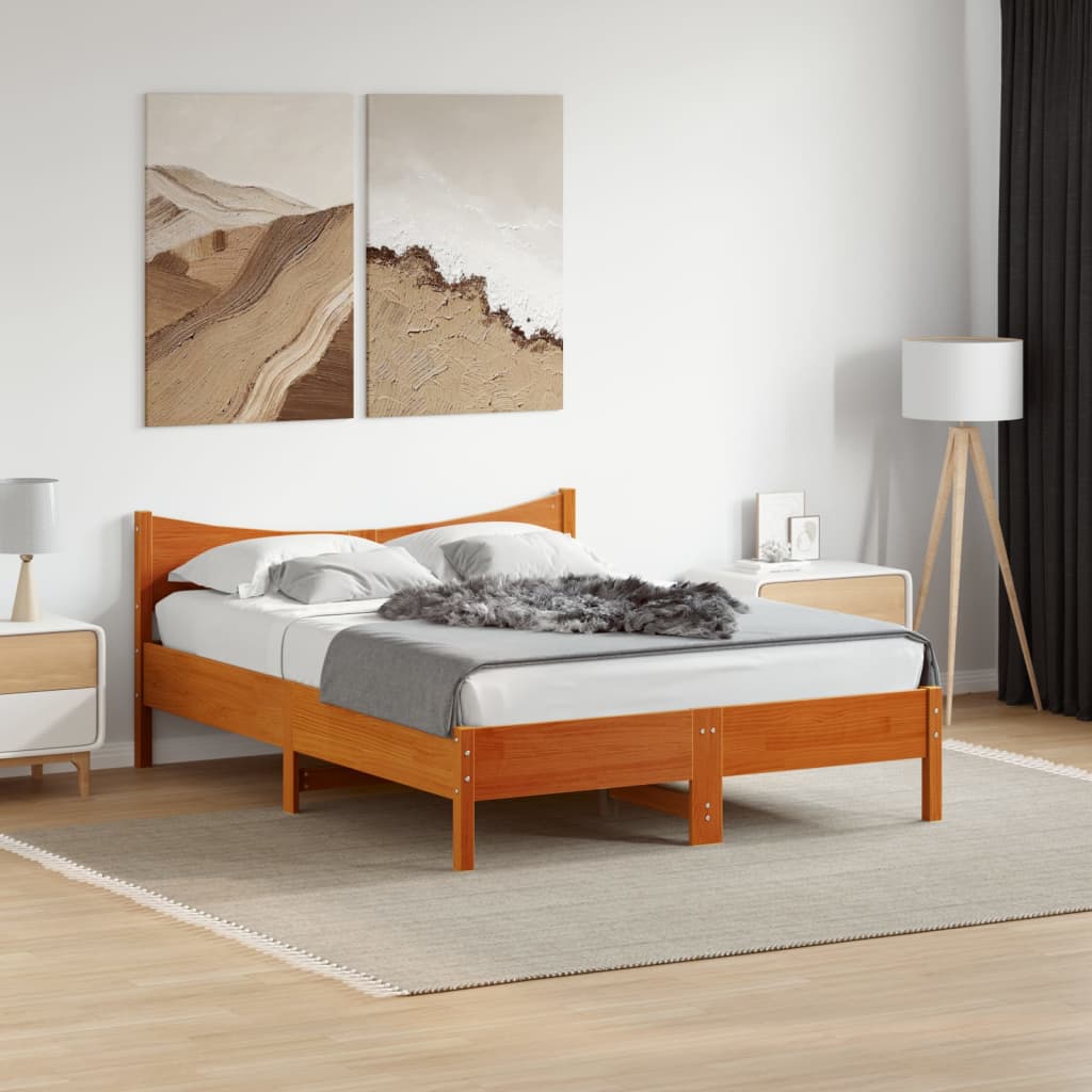 Letto senza Materasso Marrone Cera 120x200 cm in Legno di Pino - homemem39