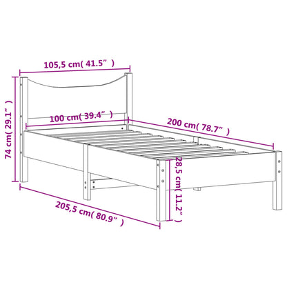 Letto senza Materasso Marrone Cera 100x200 cm in Legno di Pino | homemem39