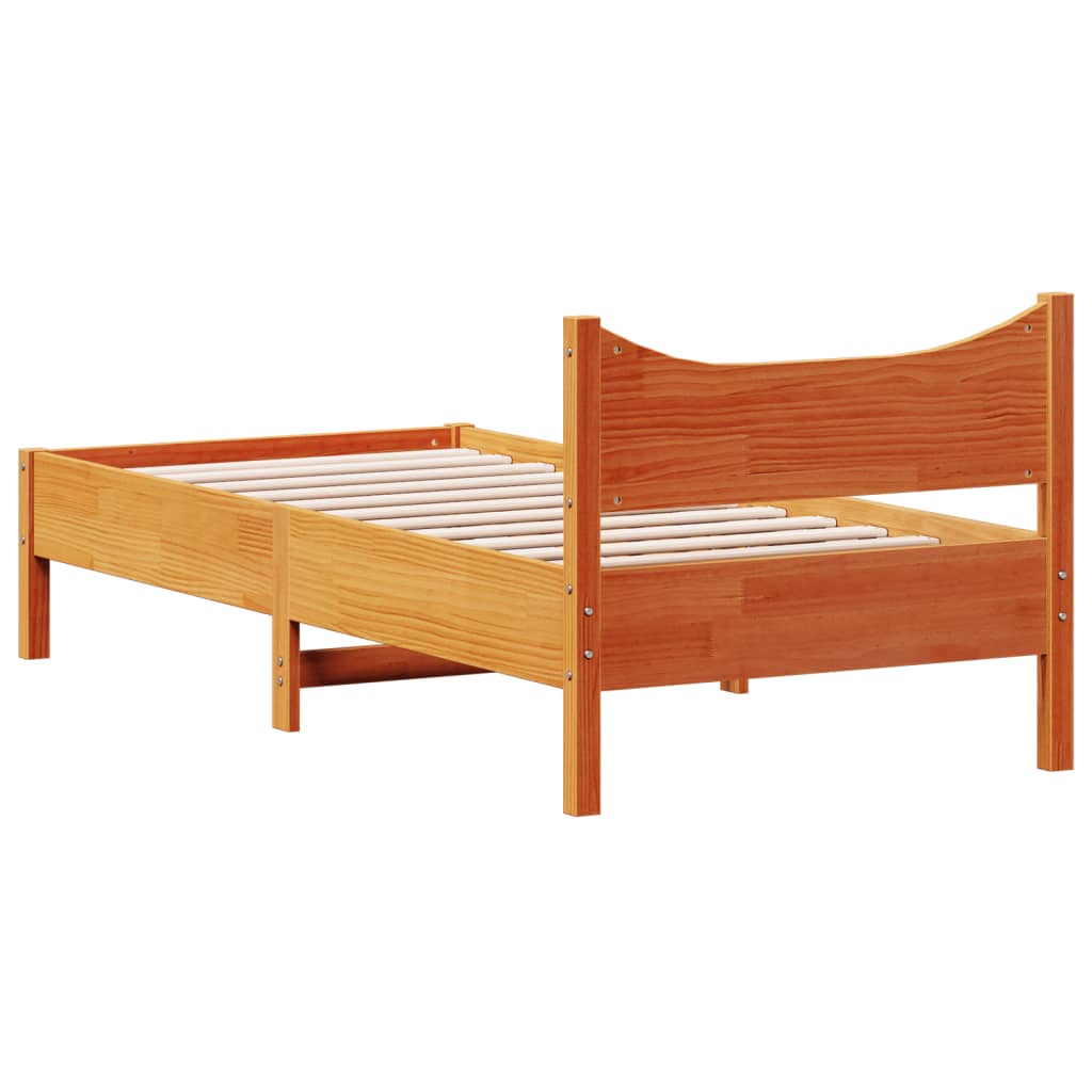 Letto senza Materasso Marrone Cera 90x200 cm Legno di Pino | homemem39