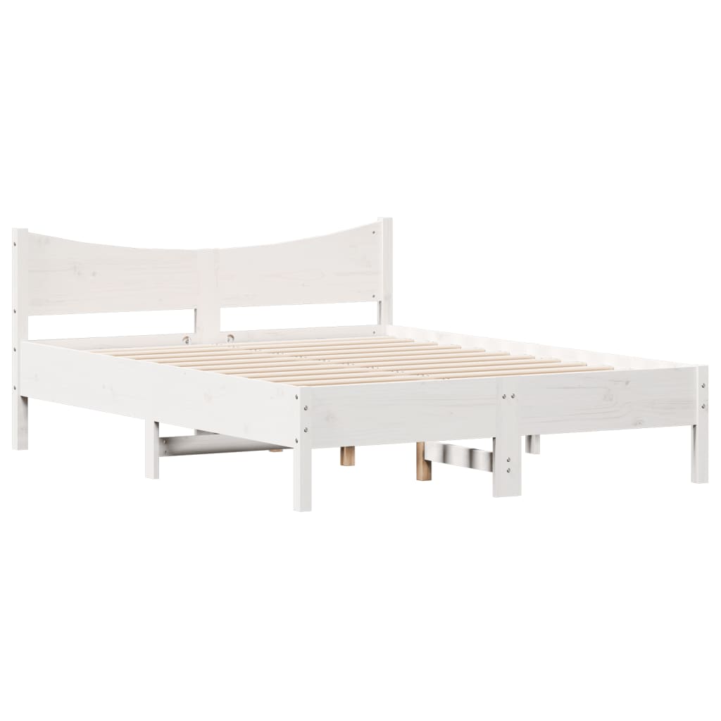 Letto senza Materasso Bianco 140x190 cm Legno Massello di Pino - homemem39