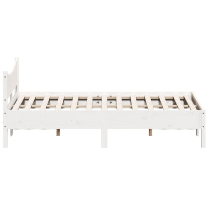 Letto senza Materasso Bianco 140x190 cm Legno Massello di Pino - homemem39