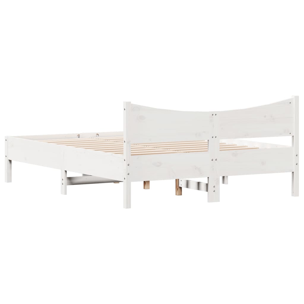 Letto senza Materasso Bianco 140x190 cm Legno Massello di Pino | homemem39