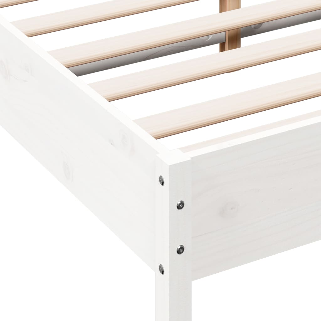 Letto senza Materasso Bianco 140x190 cm Legno Massello di Pino | homemem39