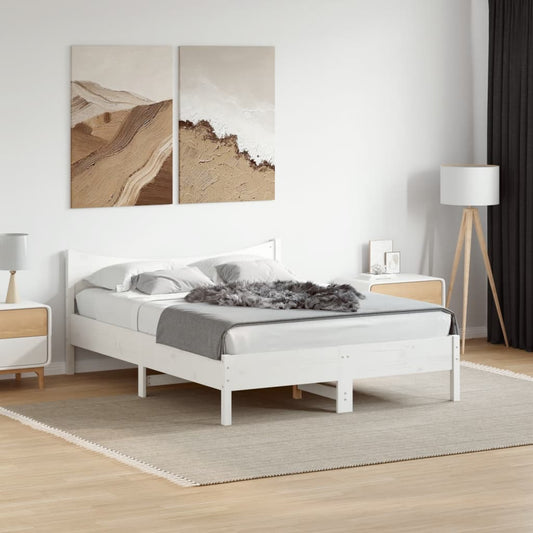 Letto senza Materasso Bianco 140x190 cm Legno Massello di Pino - homemem39