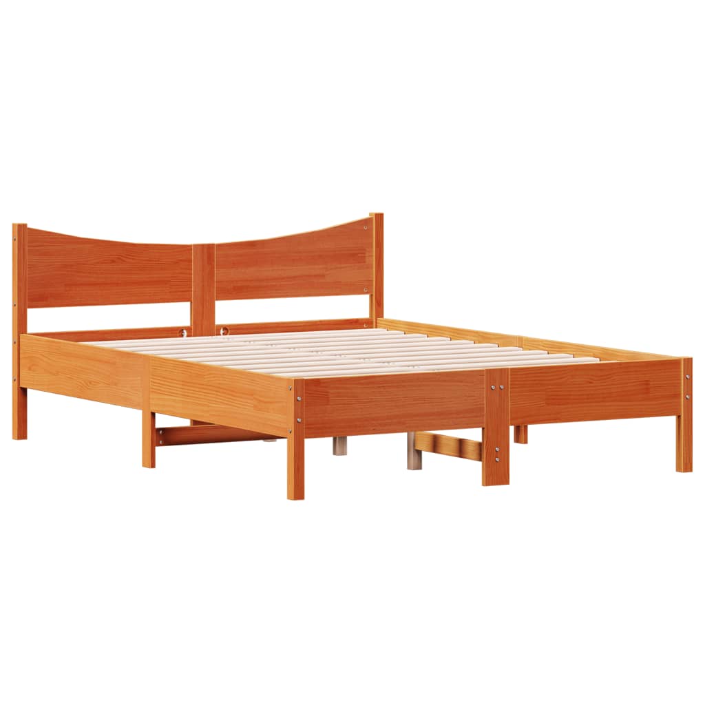 Letto senza Materasso Marrone Cera 140x190 cm in Legno di Pino - homemem39
