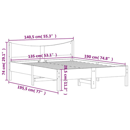 Letto senza Materasso 135x190 cm in Legno Massello di Pino | homemem39