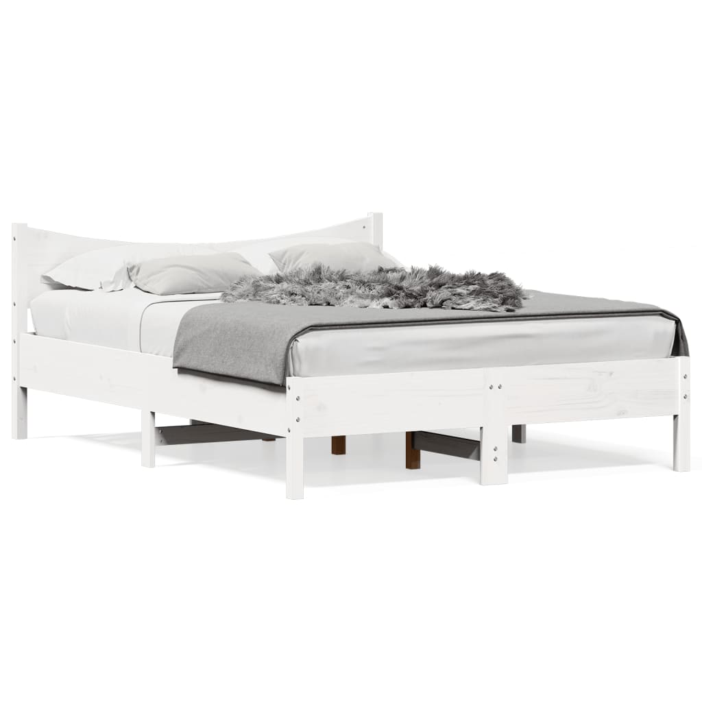 Letto senza Materasso Bianco 135x190 cm Legno Massello di Pino | homemem39