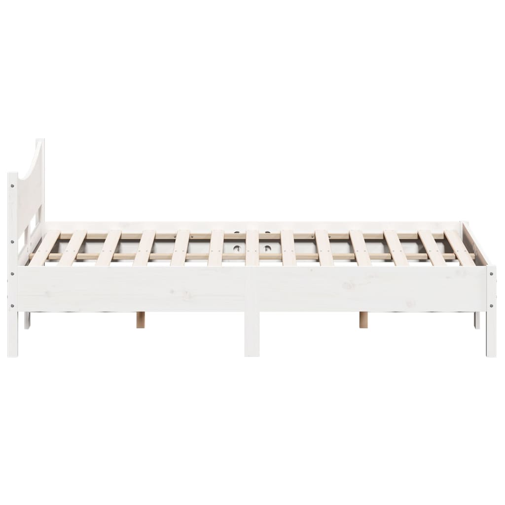 Letto senza Materasso Bianco 135x190 cm Legno Massello di Pino - homemem39