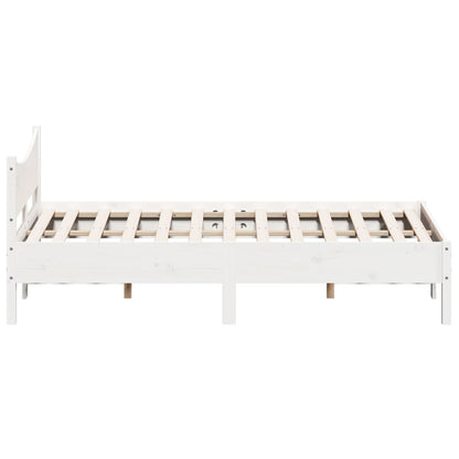 Letto senza Materasso Bianco 135x190 cm Legno Massello di Pino - homemem39