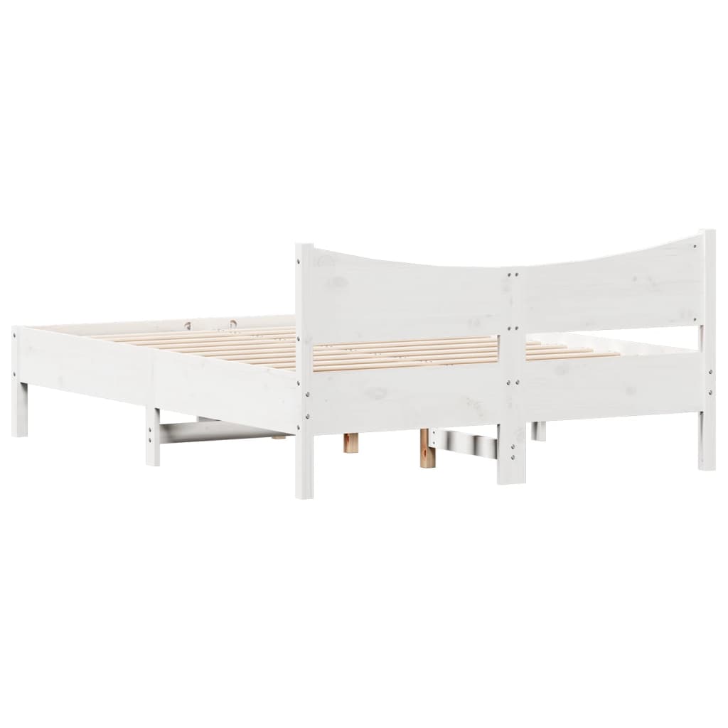 Letto senza Materasso Bianco 135x190 cm Legno Massello di Pino | homemem39